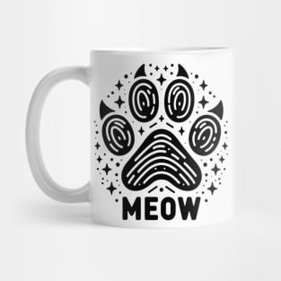 Cat Paw With Meow and stars Mug